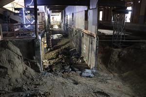 excavation for tunnels and structural footings is occurring
